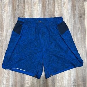 lululemon athletica Men's Patterned Blue Shorts